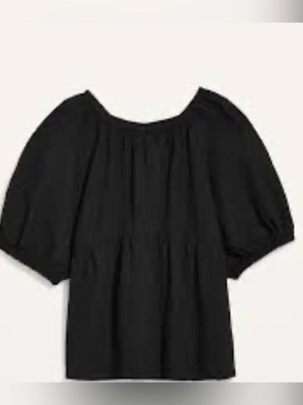 Old Navy Puff-Sleeve Seersucker Babydoll Swing Blouse BLACK - Medium